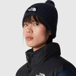 Best The North Face Bonnet à Logo Box TNF Et Pompon Summit Navy