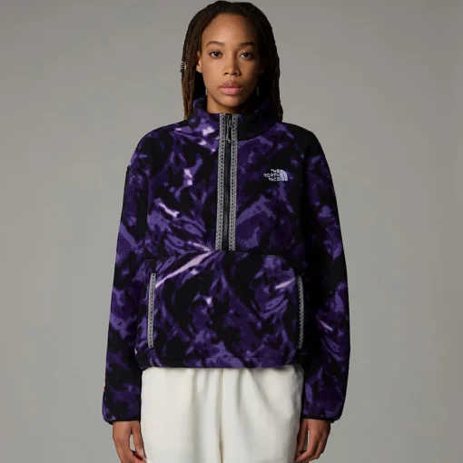 Fashion The North Face Polaire à Col Zippé TNF Fleeski Pour Femme Peak Purple 3D Summit Mesh Print