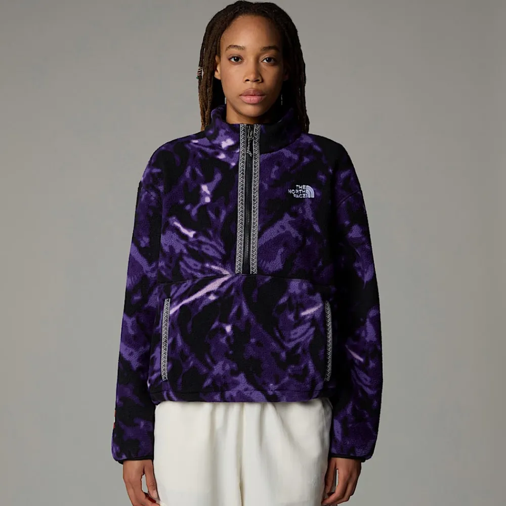 Fashion The North Face Polaire à Col Zippé TNF Fleeski Pour Femme Peak Purple 3D Summit Mesh Print