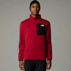 New The North Face Polaire Zippée Crest Pour Homme Garnet Red-TNF Black