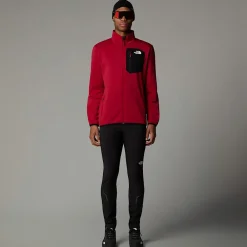 New The North Face Polaire Zippée Crest Pour Homme Garnet Red-TNF Black
