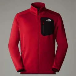 New The North Face Polaire Zippée Crest Pour Homme Garnet Red-TNF Black