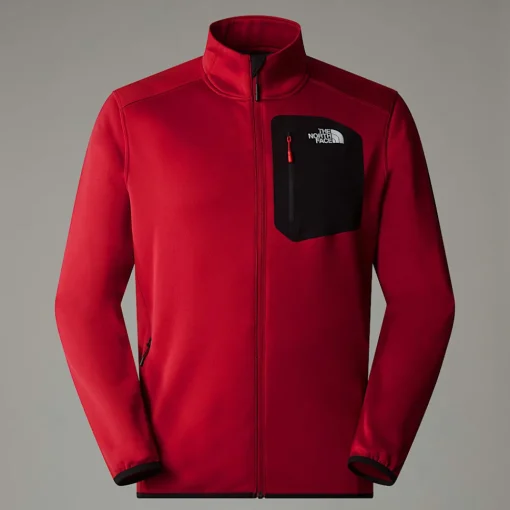 New The North Face Polaire Zippée Crest Pour Homme Garnet Red-TNF Black