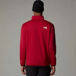 New The North Face Polaire Zippée Crest Pour Homme Garnet Red-TNF Black