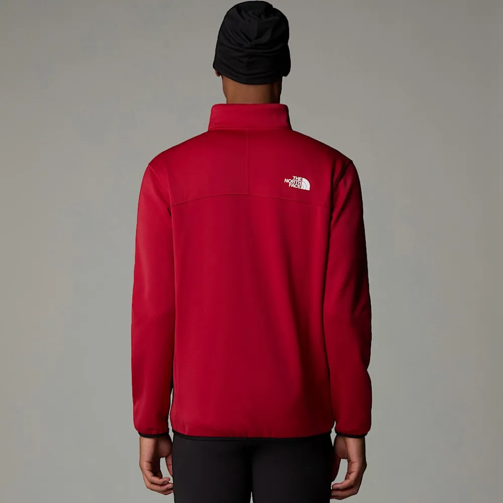 New The North Face Polaire Zippée Crest Pour Homme Garnet Red-TNF Black