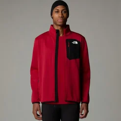 New The North Face Polaire Zippée Crest Pour Homme Garnet Red-TNF Black