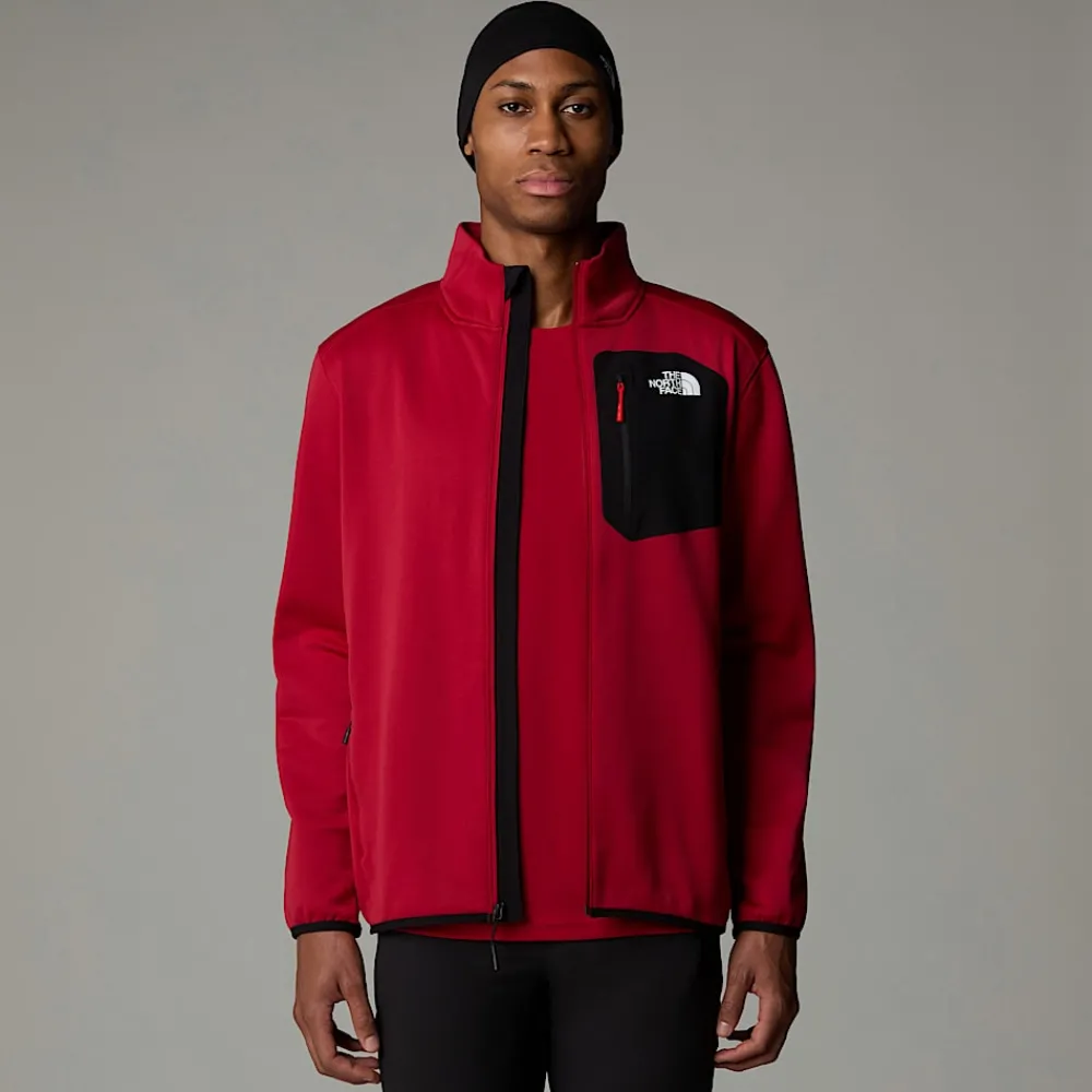 New The North Face Polaire Zippée Crest Pour Homme Garnet Red-TNF Black