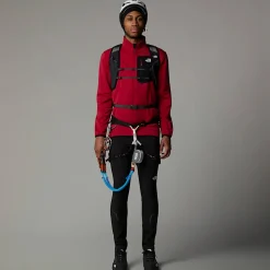New The North Face Polaire Zippée Crest Pour Homme Garnet Red-TNF Black