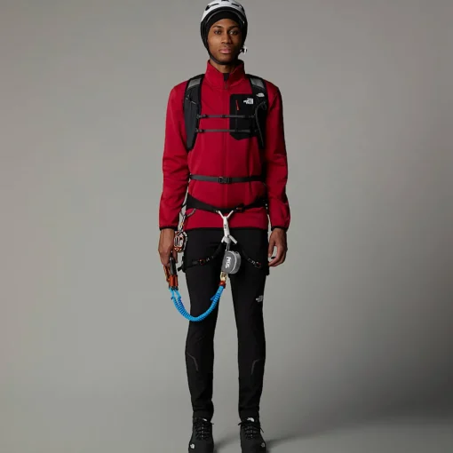 New The North Face Polaire Zippée Crest Pour Homme Garnet Red-TNF Black