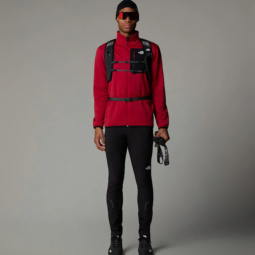 New The North Face Polaire Zippée Crest Pour Homme Garnet Red-TNF Black