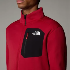 New The North Face Polaire Zippée Crest Pour Homme Garnet Red-TNF Black