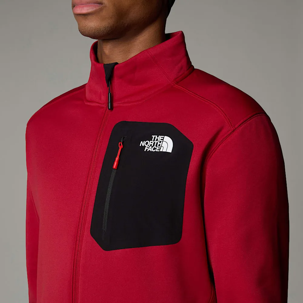 New The North Face Polaire Zippée Crest Pour Homme Garnet Red-TNF Black