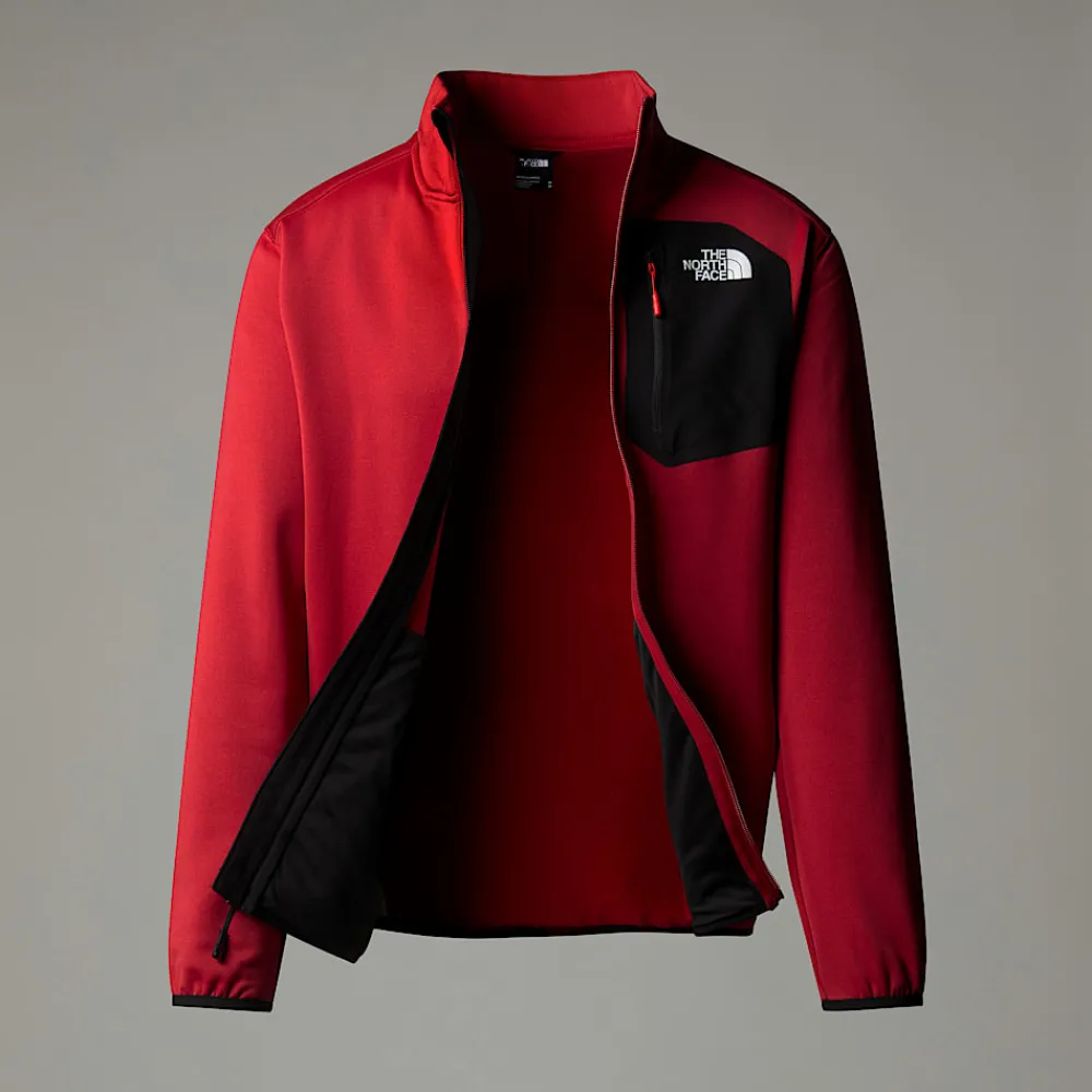 New The North Face Polaire Zippée Crest Pour Homme Garnet Red-TNF Black