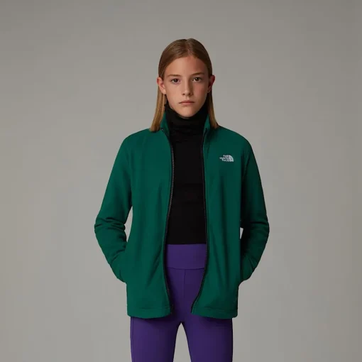 Fashion The North Face Polaire Zippée Glacier Pour Enfant Evergreen