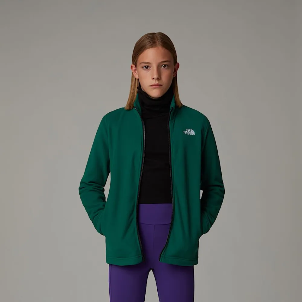 Fashion The North Face Polaire Zippée Glacier Pour Enfant Evergreen