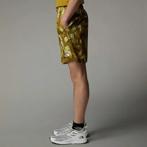 Clearance The North Face Short Imprimé 24/7 18 cm Mountain Athletics Pour Homme Amber Green Painted Mountains Print