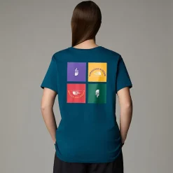 New The North Face T-shirt Anniversary Pour Femme Midnight Petrol