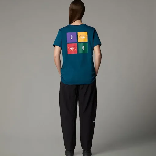 New The North Face T-shirt Anniversary Pour Femme Midnight Petrol