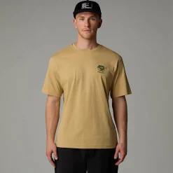 Fashion The North Face T-shirt Décontracté Cartoon Pour Homme Khaki Stone - Terrarium Green