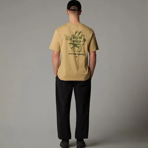 Fashion The North Face T-shirt Décontracté Cartoon Pour Homme Khaki Stone - Terrarium Green