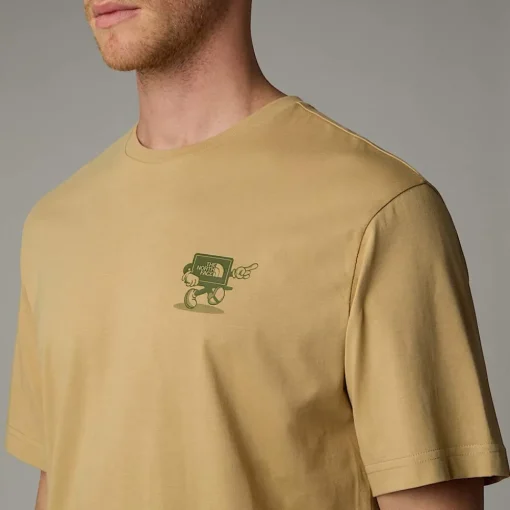 Fashion The North Face T-shirt Décontracté Cartoon Pour Homme Khaki Stone - Terrarium Green