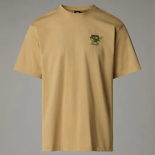 Fashion The North Face T-shirt Décontracté Cartoon Pour Homme Khaki Stone - Terrarium Green