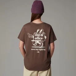 Shop The North Face T-shirt Décontracté Cartoon Pour Femme Smokey Brown-White Dune