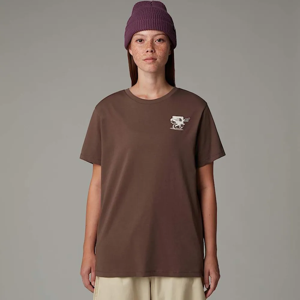Shop The North Face T-shirt Décontracté Cartoon Pour Femme Smokey Brown-White Dune