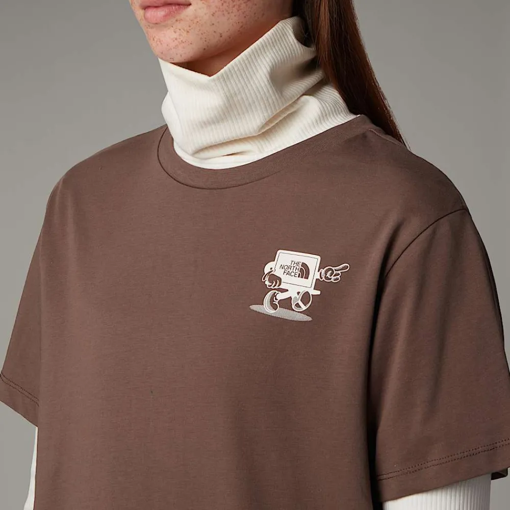 Shop The North Face T-shirt Décontracté Cartoon Pour Femme Smokey Brown-White Dune