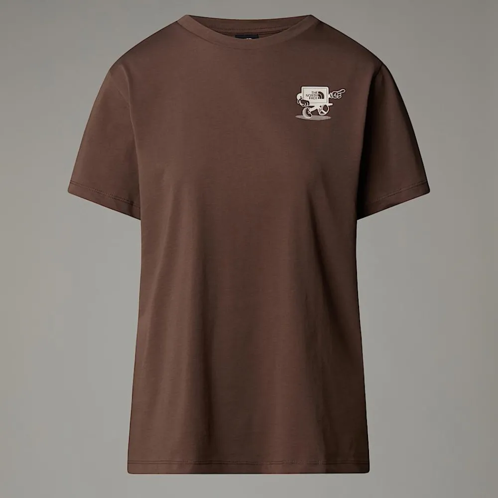 Shop The North Face T-shirt Décontracté Cartoon Pour Femme Smokey Brown-White Dune