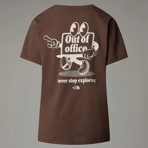 Shop The North Face T-shirt Décontracté Cartoon Pour Femme Smokey Brown-White Dune