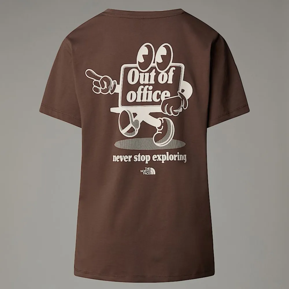 Shop The North Face T-shirt Décontracté Cartoon Pour Femme Smokey Brown-White Dune