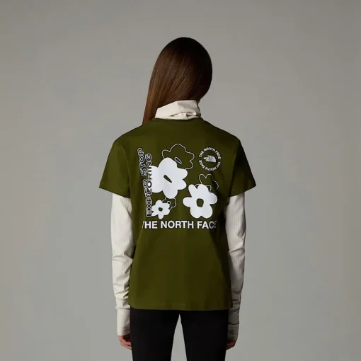 Outlet The North Face T-shirt Décontracté Flower Graphic Pour Fille Forest Olive