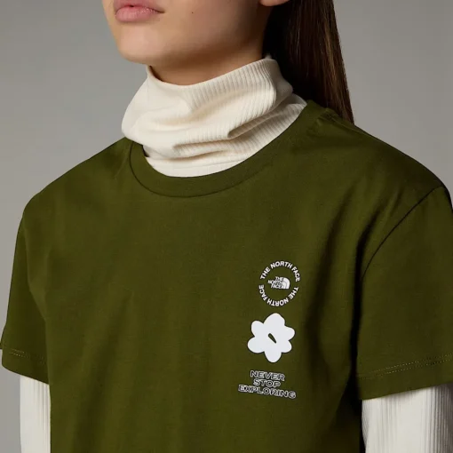 Outlet The North Face T-shirt Décontracté Flower Graphic Pour Fille Forest Olive