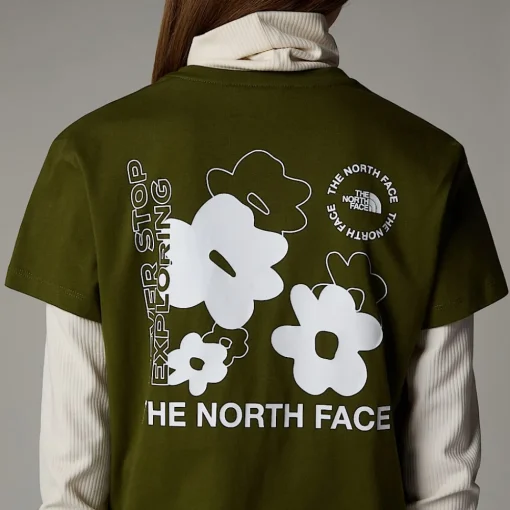 Outlet The North Face T-shirt Décontracté Flower Graphic Pour Fille Forest Olive