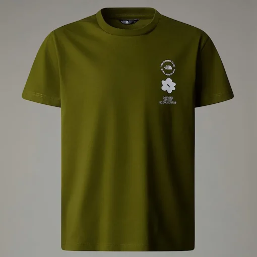 Outlet The North Face T-shirt Décontracté Flower Graphic Pour Fille Forest Olive