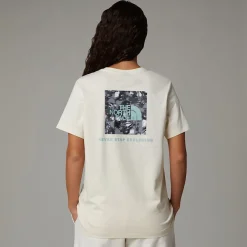 Hot The North Face T-shirt Décontracté Redbox Graphic Pour Femme White Dune-TNF Black Liquid Print