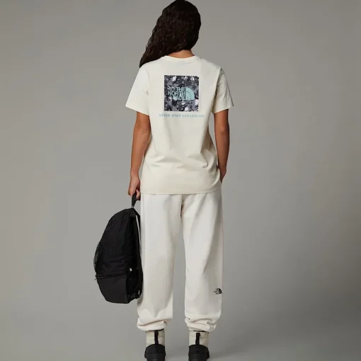 Hot The North Face T-shirt Décontracté Redbox Graphic Pour Femme White Dune-TNF Black Liquid Print