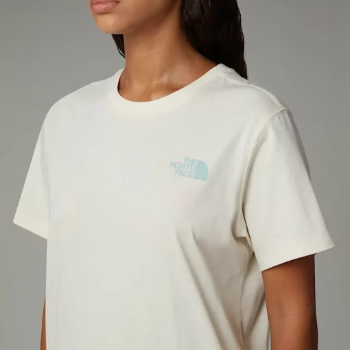Hot The North Face T-shirt Décontracté Redbox Graphic Pour Femme White Dune-TNF Black Liquid Print
