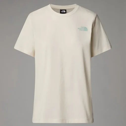 Hot The North Face T-shirt Décontracté Redbox Graphic Pour Femme White Dune-TNF Black Liquid Print