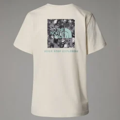 Hot The North Face T-shirt Décontracté Redbox Graphic Pour Femme White Dune-TNF Black Liquid Print