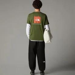 Clearance The North Face T-shirt Germany Redbox Pour Homme Terrarium Green - Bombay Orange - White Dune