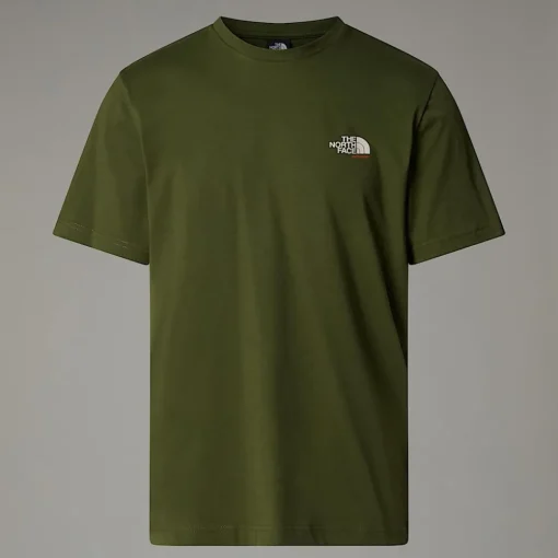 Clearance The North Face T-shirt Germany Redbox Pour Homme Terrarium Green - Bombay Orange - White Dune