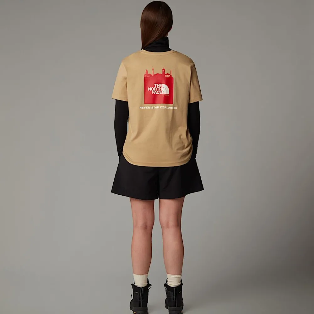 Cheap The North Face T-shirt Germany Redbox Pour Femme Khaki Stone - TNF Red - White Dune