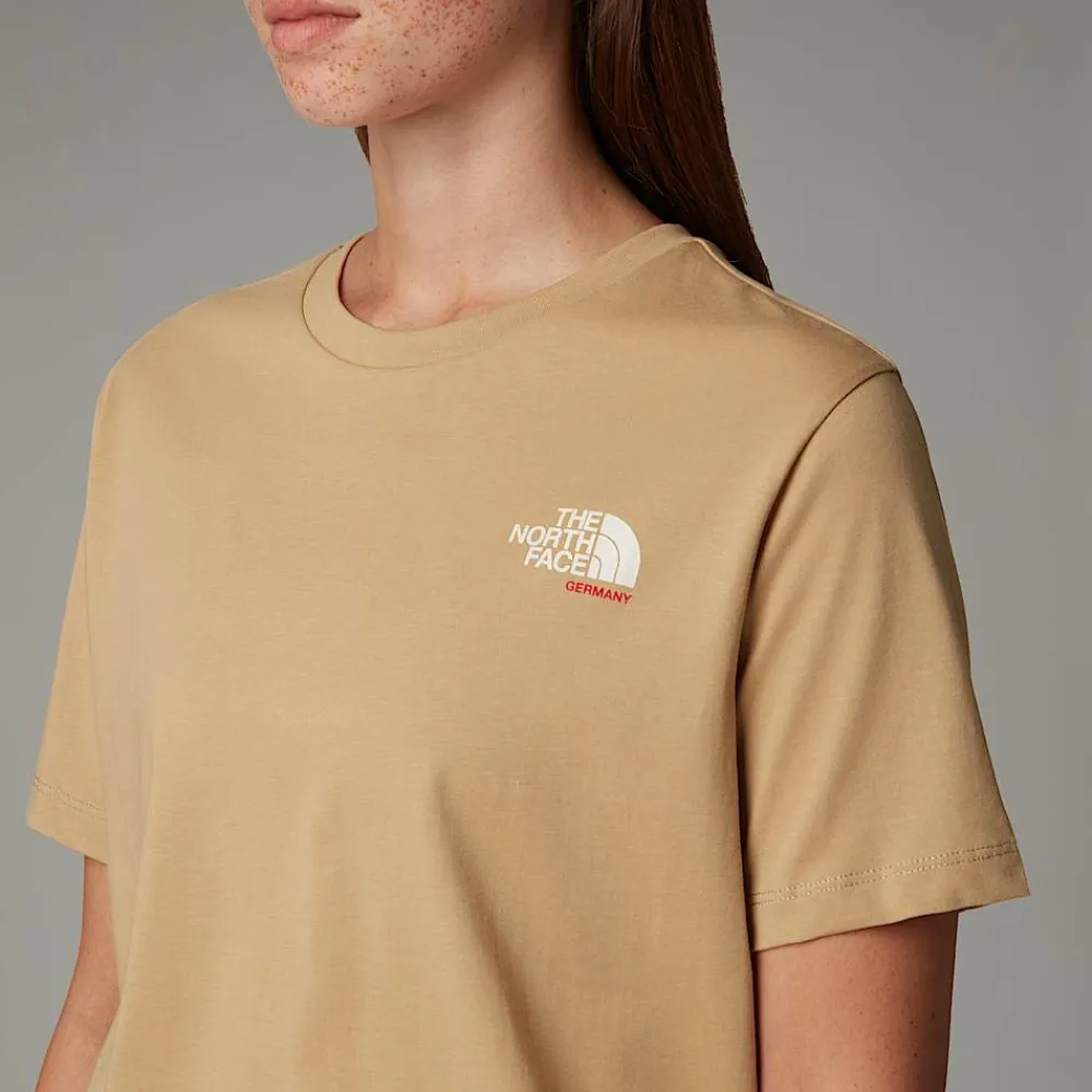 Cheap The North Face T-shirt Germany Redbox Pour Femme Khaki Stone - TNF Red - White Dune