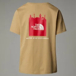 Cheap The North Face T-shirt Germany Redbox Pour Femme Khaki Stone - TNF Red - White Dune