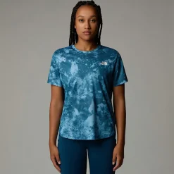 Clearance The North Face T-shirt Imprimé Flex Pour Femme Mallard Blue Micro Halfdome Print
