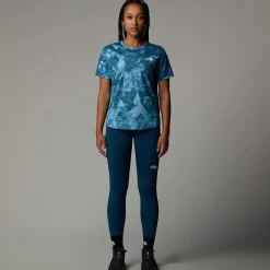 Clearance The North Face T-shirt Imprimé Flex Pour Femme Mallard Blue Micro Halfdome Print