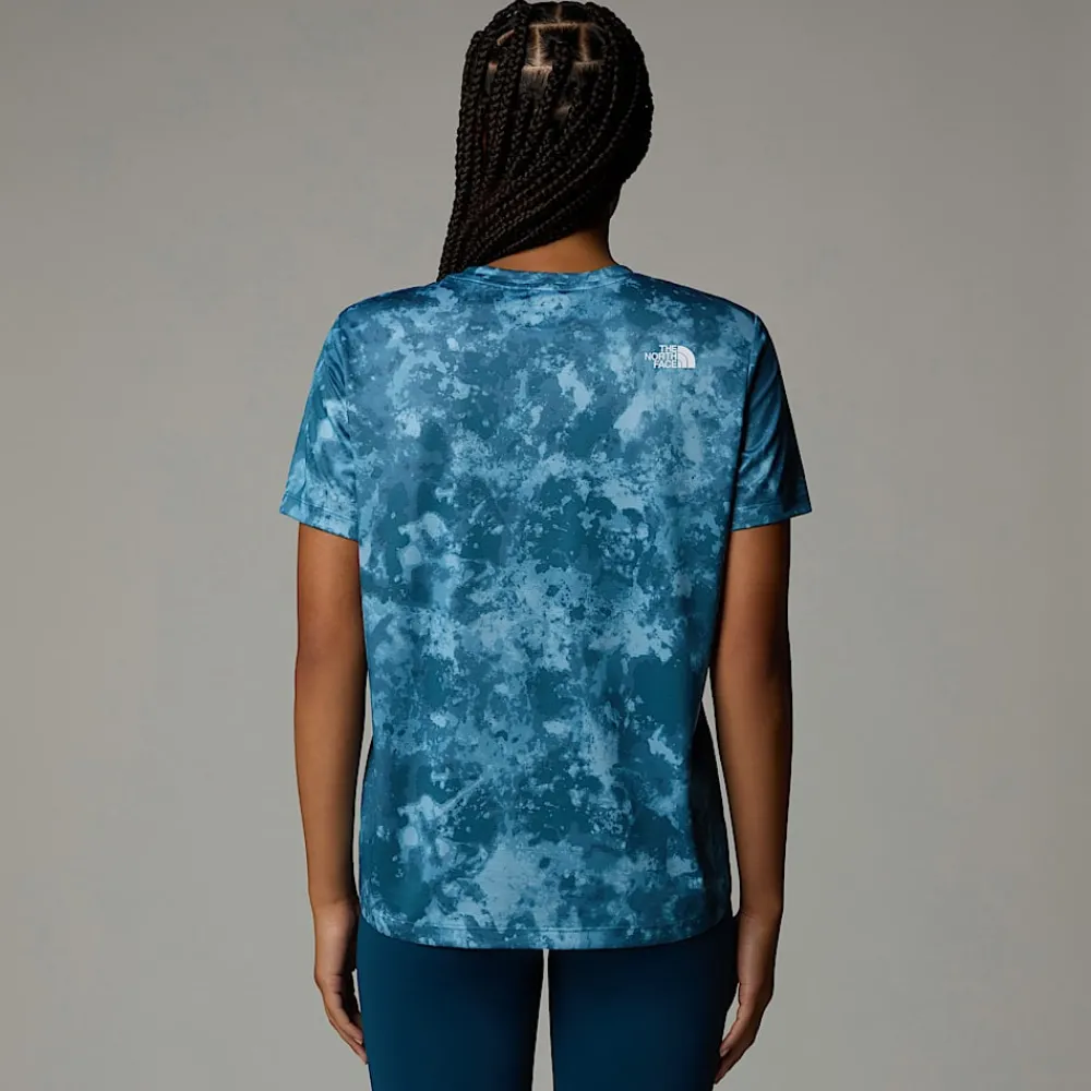 Clearance The North Face T-shirt Imprimé Flex Pour Femme Mallard Blue Micro Halfdome Print