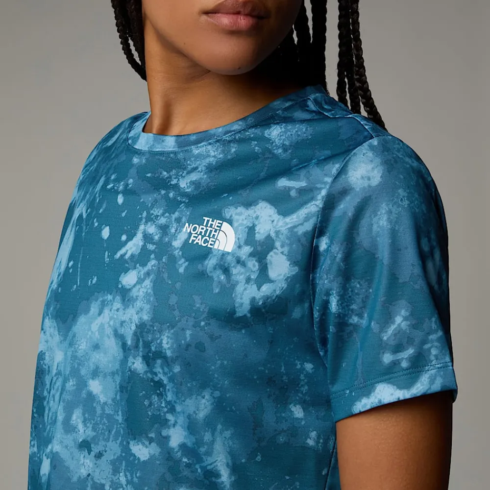 Clearance The North Face T-shirt Imprimé Flex Pour Femme Mallard Blue Micro Halfdome Print
